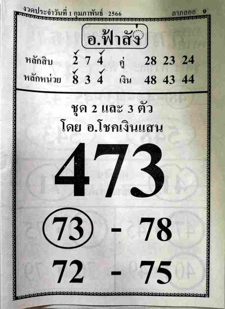 หวยอาจารย์ฟ้าสั่ง 1-2-66