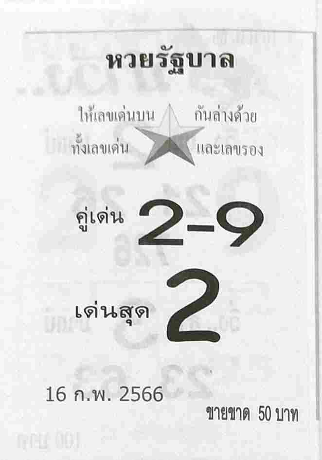 หวยรัฐบาล 16-2-66